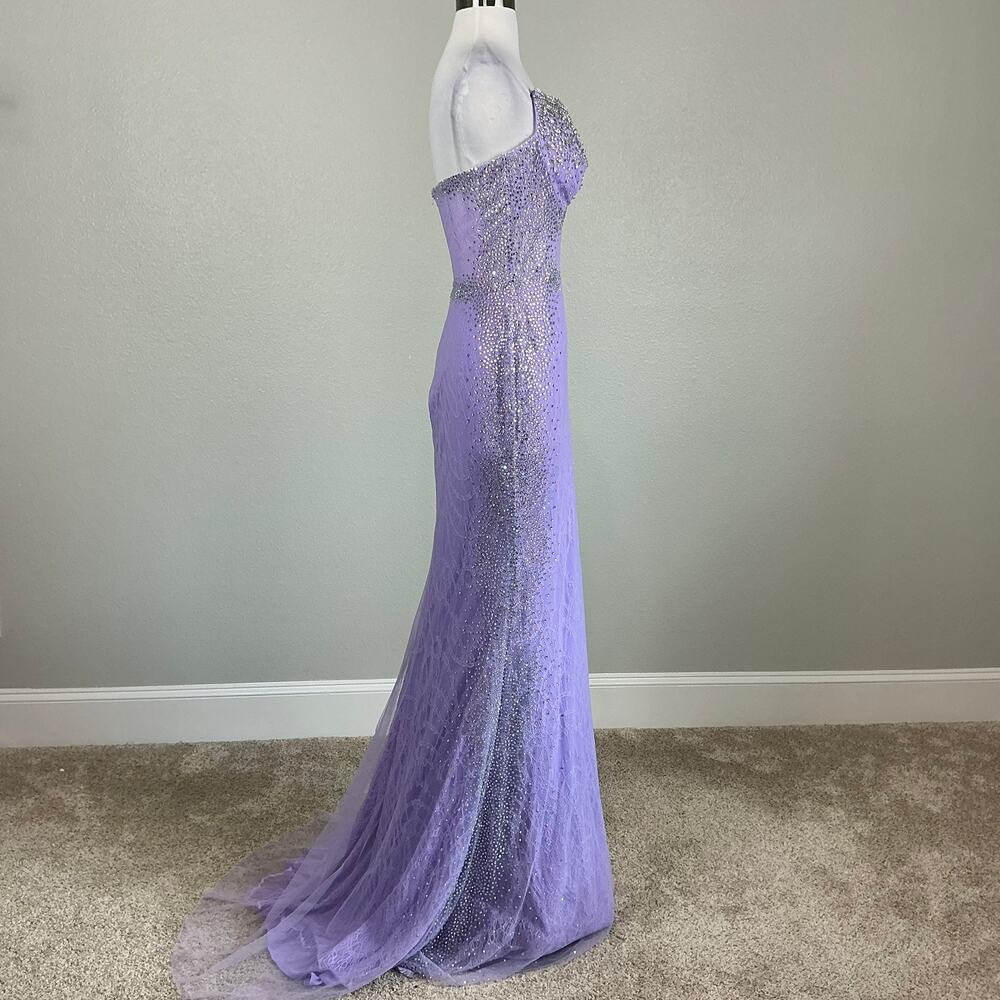 Jovani 5503 Beaded Lace Strapless Mermaid Evening Gown Lilac Purple Size 6 Dress - Picture 4 of 11